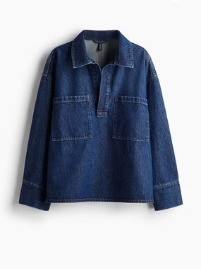 H&M OVERSIZED PULLOVER DENIM SHIRT XS